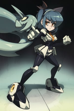 Full_color, watermark, battle_pose, fighting pose, sprites_skullgirls, sprites_skullgirls_filia, (high quality Eyes:1.2), looking at viewer, from right side, small_and_black_boots , :) , beautiful Eyes, 4k eyes, (pantyhose1. 1), milfication, milf, mature female,rico_megamanxdive