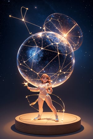 ATwelve constellations cute figure, light, transparent material, shimmer, pop mart style,3D,high-definition