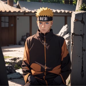 Naruto uzumaki, cabello amarillo, ojos azules,hombre, calidad máxima, obra maestra, 1 man, sin bandana ninja

