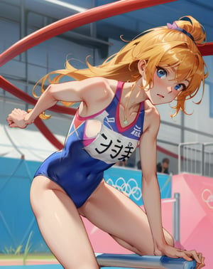 Draw an Anime girl at the olympics doind Gymnastics