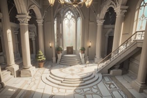 (tilt shift:1.2), cinematic scene, elven castle, elven style, castle stairway, luxurious elven castle, no human, inside, rich, marble floor, luxury, rich stairway, big room, more rich, more luxury,LODBG,wrench_elven_arch, magic firefly