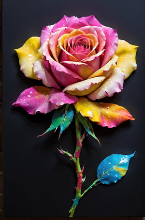 (Innovative and original abstract photograph:1.4), made of (multi-colored rose petals falling onto a black canvas:1.3) and (making up a perfect rose silhouette:1.4), neon light, amazing artwork, serendipity art, sharp focus, intricate details, highly detailed, by God himself, ADD MORE DETAIL,glitt3r