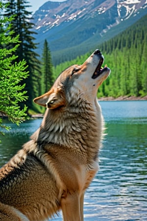 

Create a visually stunning masterpiece featuring the silhouette of an alpha wolf's profile, intricately detailed to display the wolf's natural habitat. The wolf's body is composed of an intricate landscape, showcasing a blend of lush forests, rugged mountains, and a serene lake. The wolf's eyes are insanely captivating. This delicate masterpiece is capturing the essence of both nature and the wild spirit of the alpha wolf., portrait photography, conceptual art, photo, illustration
