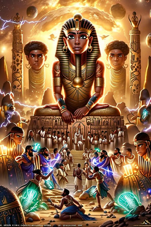 Ancient Egyptian Style, masterpiece, best quality, Her husband Yahhotep dies in the struggle, but even this terrible grief cannot break her. The queen entrusts command of the troops to her eldest son. Kames will become pharaoh in place of his dead father. Together with him, Yakhhotep wins victory after victory, despite the betrayal of yesterday's subjects, friends, and loved ones. But the invaders are still confident in their invincibility. Although, perhaps, their serenity is just a trick, and they are preparing a trap for Yahhotep, beautiful, aesthetically pleasing, harmonious, CGI, 1024K,style,concept,fantasy,wallpaper