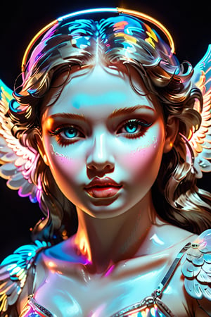 The face of an angel girl, contour drawing, the contour glows, neon light, bright hologram, excellent work on contour details, masterpiece, best quality, aesthetics, 32K