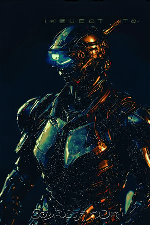 A stylized robotic figure with a dual-colored helmet, predominantly black and gold. The helmet has a sleek design with sharp edges and glowing blue eyes. The robot's chest and shoulder area are also colored in red, with intricate mechanical details visible. The background is dark, emphasizing the robot's vibrant colors. The word 'BOT INSPECTOR' is prominently displayed below the robot, suggesting its name or the title of a game or project.