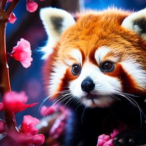 (mastrpiece, hq), a mystical world playing with baby red panda perfect clarity photorealistic beautiful quality 32k resolution, cgi