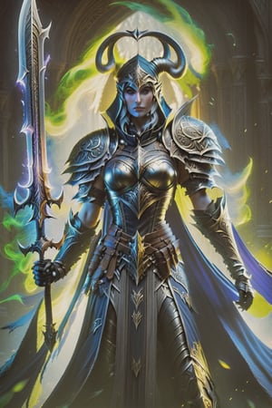 a woman dressed in armor holding a sword, sylvanas windrunner, 2. 5 d cgi anime fantasy artwork, character design : : gothic, 3 d render of a full female body, pale pointed ears, male rogue, the empress’ hanging, unclad, leblanc, promotional images, 32K, fantasy art,DonMD34thKn1gh7XL