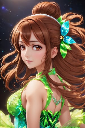 1girl, minami kotori (love live), brown eyes, brown hair, long hair, hair ornament, official art, love live style