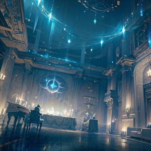 Frontal side, finely detail, Depth of field, (((masterpiece))), ((extremely detailed CG unity 8k wallpaper)), intricate detail, (best illumination, best shadow), (((magic around))), ((academy hall where magical duels are disputed)), (((night firmament with stars in the sky))),
