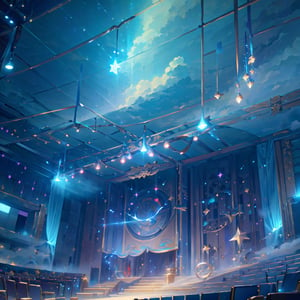 Frontal side, finely detail, Depth of field, (((masterpiece))), ((extremely detailed CG unity 8k wallpaper)), intricate detail, (best illumination, best shadow), (((magic around))), ((floating greek auditorium between clouds)), (((firmament with stars and lights in the sky))),

