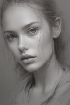 Sketch of a beautiful girl, portrait by Sam Spratt, illustrative art, soft lighting, detailed, more gray scale, elegant, low contrast, add soft blur with thin line,
