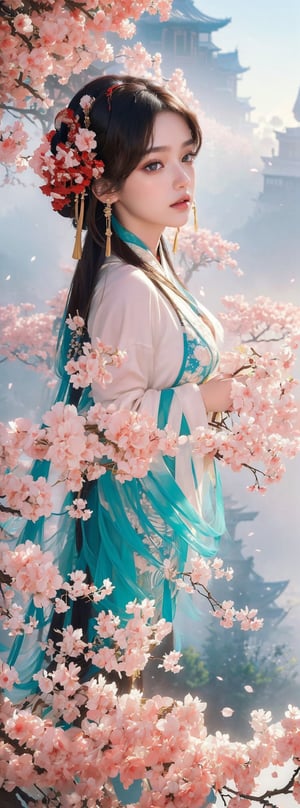 (masterpiece, top quality, best quality, official art, beautiful and aesthetic:1.2), (1girl), extreme detailed,(abstract, fractal art:1.3),highest detailed, detailed_eyes, light_particles, hanfu,jewelry, sexy, ,red,