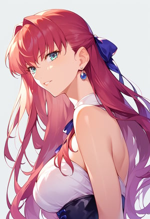 score_9, score_8_up, score_7_up, source_anime, earrings, hair ribbon, long hair, fate stay night Scáthach, sexy pose.