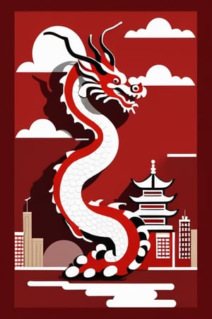 8bit Pixel, 256 color, red backround,Ukiyo-e 
art,cityscape, chinesens dragon,happiness,text((happy new year))