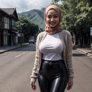 best_quality, masterpiece, (photorealistic:1.4), indonesian women,hijab, big_boobs,2 woman standing at the village road,
better_hands,naughty hijab,realhands,j3s1, shinny leggings,thin t-shirt, cardigan,big thight, looking_at_camera,smiling,laughing,Realism