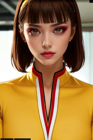 medium sized breasts, brown hair
yellow tight uniform with intricate details
very tall woman
hourglass body shape
intense makeup
intense makeup colors,
close up
Yumi_SayakaU