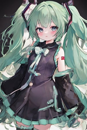 masterpiece,white_background,cowboy_shot,best quality,MIKU HATSUNE,Blue-green hair