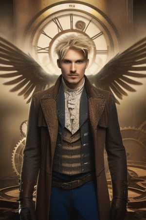 man's face, european man's face, attractive man's face, blue eyes, blonde hair.

Stylish,steampunk style, in the style of esao andrews,Movie Still