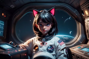 (((from torso up, face, focus on face)))

realistic, masterpiece, best quality, cute girl in astronaut suit, ultra high definition, masterpiece, best quality, astroverse, spaceship, nasa, interior of a spaceship, astronaut, astronaut , cosmo, space, 3d, face , facebombmix
centered pupils, small pupils
Cat ear, cat tail, neko,3DMM