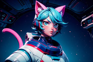 (((from torso up, face, focus on face)))

realistic, masterpiece, best quality, cute girl in astronaut suit, ultra high definition, masterpiece, best quality, astroverse, spaceship, nasa, interior of a spaceship, astronaut, astronaut , cosmo, space, 3d, face , facebombmix
centered pupils, small pupils
Cat ear, cat tail, neko,3DMM