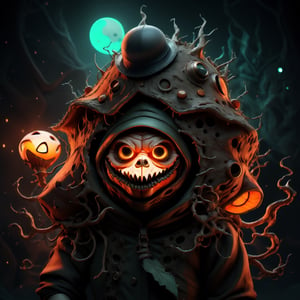 "death prophet" from Dota2 surrounded by her ghosts, glowing green eyes, full body shot, cinematic lighting, gloomy mood, horror,plague doctor,horror,Jack o 'Lantern, jack-o'-lantern monster, little elves with jack-o'-lantern heads, clash of clash, heterochromia,EpicArt,AGE REGRESSION,DonMG414