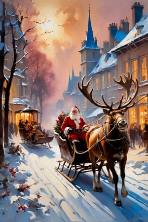 Christmas scene, a flying sleigh pulled by reindeer, magical scene, Santa Claus


Paul Hedley's artistic style in burnt umber and rose tones,

,BJ_Blue_butterfly