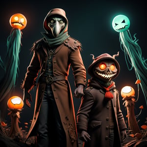 "death prophet" from Dota2 surrounded by her ghosts, glowing green eyes, full body shot, cinematic lighting, gloomy mood, horror,plague doctor,horror,Jack o 'Lantern, jack-o'-lantern monster, little elves with jack-o'-lantern heads, clash of clash, heterochromia,EpicArt,AGE REGRESSION,DonMG414