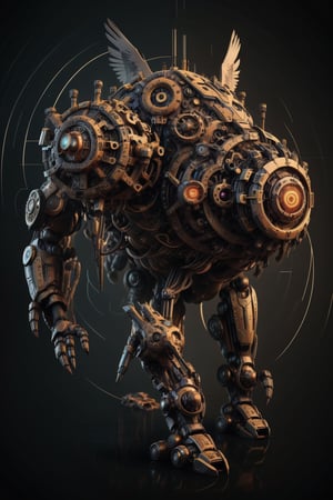 Epicrealism,Circle,dwemertechrobotic eagle, render 8k unreal engine, cables and gears, photorealistic, logo, logo with facialistic touches, robotic eagle logo,Mecha body