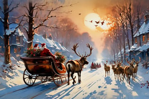 Christmas scene, a flying sleigh pulled by reindeer, magical scene, Santa Claus


Paul Hedley's artistic style in burnt umber and rose tones,

,BJ_Blue_butterfly