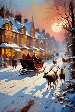 Christmas scene, a flying sleigh pulled by reindeer, magical scene, Santa Claus


Paul Hedley's artistic style in burnt umber and rose tones,

,BJ_Blue_butterfly