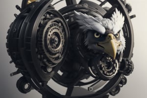 Epicrealism,Circle,dwemertech, robotic eagle, render 8k unreal engine, cables and gears, photorealistic, logo, logo with facialistic touches, robotic eagle logo,Mecha body,dwemertech,mechanical