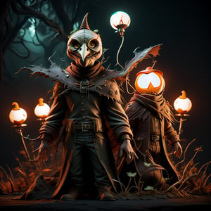 "death prophet" from Dota2 surrounded by her ghosts, glowing green eyes, full body shot, cinematic lighting, gloomy mood, horror,plague doctor,horror,Jack o 'Lantern, jack-o'-lantern monster, little elves with jack-o'-lantern heads, clash of clash, heterochromia,EpicArt,AGE REGRESSION,DonMG414