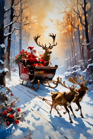 Christmas scene, a flying sleigh pulled by reindeer with bright red noses, magical scene, Santa Claus, Rudolph the reindeer with the bright red nose


Paul Hedley's artistic style in burnt umber and rose tones,

,BJ_Blue_butterfly