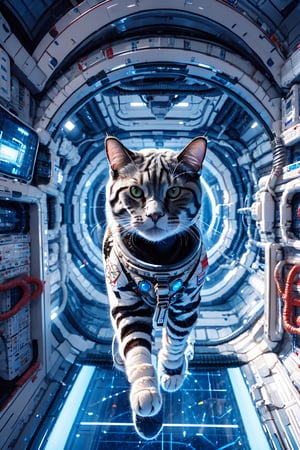 cat in astronaut suit, realistic, high quality, on a space base, bing_astronaut