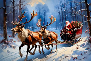 Christmas scene, a flying sleigh pulled by reindeer, magical scene, Santa Claus


Paul Hedley's artistic style in burnt umber and rose tones,

,BJ_Blue_butterfly