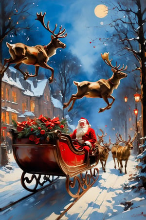 Christmas scene, a flying sleigh pulled by reindeer with bright red noses, magical scene, Santa Claus, Rudolph the reindeer with the bright red nose


Paul Hedley's artistic style in burnt umber and rose tones,

,BJ_Blue_butterfly