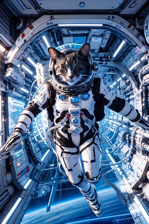 cat in astronaut suit, realistic, high quality, on a space base, bing_astronaut