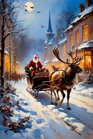 Christmas scene, a flying sleigh pulled by reindeer, magical scene, Santa Claus


Paul Hedley's artistic style in burnt umber and rose tones,

,BJ_Blue_butterfly