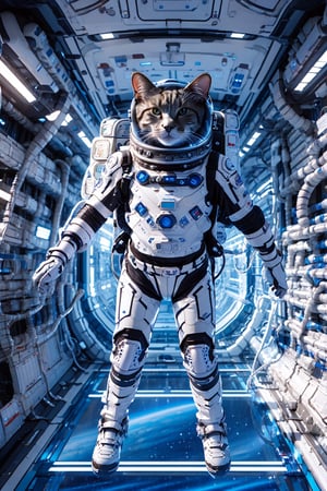 cat in astronaut suit, realistic, high quality, on a space base, bing_astronaut,bing_astronaut