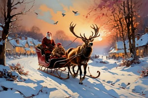 Christmas scene, a flying sleigh pulled by reindeer, magical scene, Santa Claus


Paul Hedley's artistic style in burnt umber and rose tones,

,BJ_Blue_butterfly