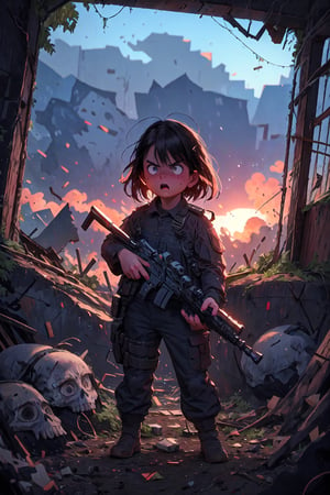 on the outside
pupils
assault rifle, holding a rifle, soldier clothing,
Iran, Afghanistan
fire, war crimes, apocalypse, war crimes, terrorism, terrorist, destroyed car

  assault rifle, firearm
Debris, destruction, ruined city, death and destruction.
​
multiples girls
Angry, angry look, 
child, child focusloli focus, a girl dressed as a soldier, surrounded by war destruction, cloudy day, high quality, high detail, immersive atmosphere, fantai12,DonMG414, horror,full body,full_gear_soldier,full gear,soldier,r1ge