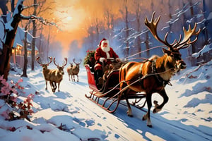 Christmas scene, a flying sleigh pulled by reindeer, magical scene, Santa Claus


Paul Hedley's artistic style in burnt umber and rose tones,

,BJ_Blue_butterfly