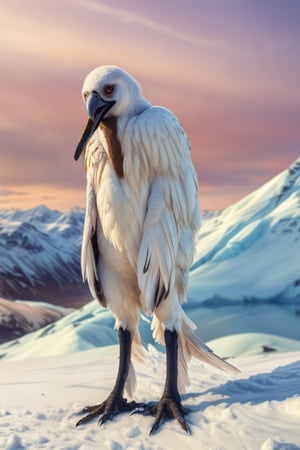 white feathers, white plumage, snow, in the arctic, scary appearance, bad proportions, opium_bird, (((humanoid bird))), (((bird))), feathers all over the body, feathers,
photography,creepy,photography, 8k, hi res, 40mm lens, (Best quality:1.2), (masterpiece:1.2)