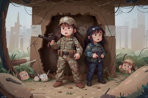 on the outside
assault rifle, holding a rifle, soldier clothing,
Iran, Afghanistan
fire, war crimes, apocalypse, war crimes, terrorism, terrorist, destroyed car

  assault rifle, firearm
Debris, destruction, ruined city, death and destruction.
​
2 girls
Angry, angry look, 
child, child focusloli focus, a girl dressed as a soldier, surrounded by war destruction, cloudy day, high quality, high detail, immersive atmosphere, fantai12,DonMG414, horror,full body,full_gear_soldier,full gear,soldier,