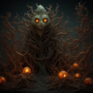 "death prophet" from Dota2 surrounded by her ghosts, glowing green eyes, full body shot, cinematic lighting, gloomy mood, horror,plague doctor,horror,Jack o 'Lantern, jack-o'-lantern monster, little elves with jack-o'-lantern heads, clash of clash, heterochromia,EpicArt,AGE REGRESSION,DonMG414