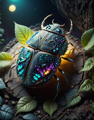 cinematic photo BugCraft, no humans, beetle, , light 
neon, antennae, leaf, from above, shadow, lying, outdoors, animal, bright, focus, elegant, intricate, elite, cinematic, shiny, colorful, deep background, highly detailed, complex, magical, epic, mystical, alive, united, symmetry, fine, polished, vivid, color, perfect, strong, marvelous, beautiful ,35mm photograph, film, bokeh, professional, 4k, highly detailed,BugCraft,shards, in the style of esao andrews,more detail XL,moonster