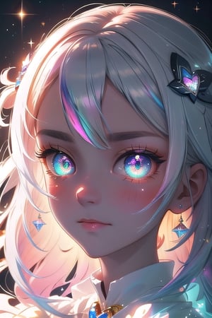 (masterpiece), best quality, expressive eyes, perfect face, glowing eyes, heart pupils, hair ornament, Volumetric Lighting, glitter, blush stickers, gawr gura