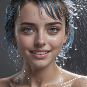  girl taking a steamy shower with an aroused face and blush ,caucasian,face closeup, solo,no clothing ,grey Backdrop,Grey background,accurate hands,relaxed pose, standing,Blue hair extentions, short hair,big eyes,blush makeup,waterdrops on the face, waterdrops, ultrafast shutter speed,cute smile, anna de armas resemblance,shy,feminine
high resolution, photorealistic, photo, realism, sharp photography, a photograph of, maximum detail, sharp focus, intricate details, ultra - realistic, cinematic lighting, volumetric lighting, photography, beautiful details, cinematic lighting, render, 8k, mist, octane render, unreal engine, 8k, photorealistic, digital, detailed, extra fine details, award photo quality, photorealism, 8k, uhd, unreal engine, octane, highly realistic resolution uhd 8k octane,insane details,wet hair, looking_at_viewer, Blue Eyes,