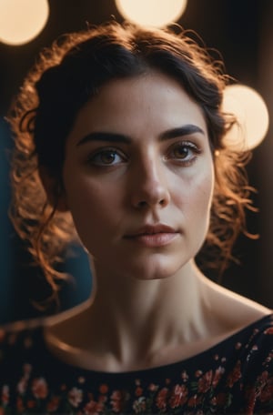 photograph of soft artist woman model, serious, euphoria, stoic film cinematic 4k epic detailed, photograph shot on fujifilm, detailed bokeh, cinematic hbo dark moody